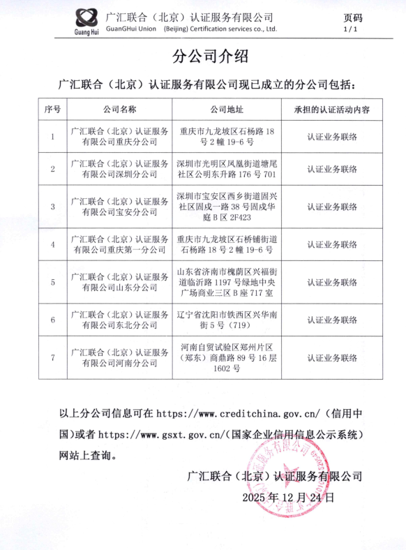 广汇分公司明细